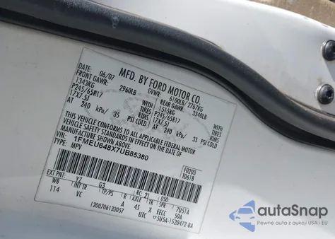 2007 Ford Explorer Eddie Bauer z USA, uszkodzony, nr VIN 1FMEU648X7UB85380